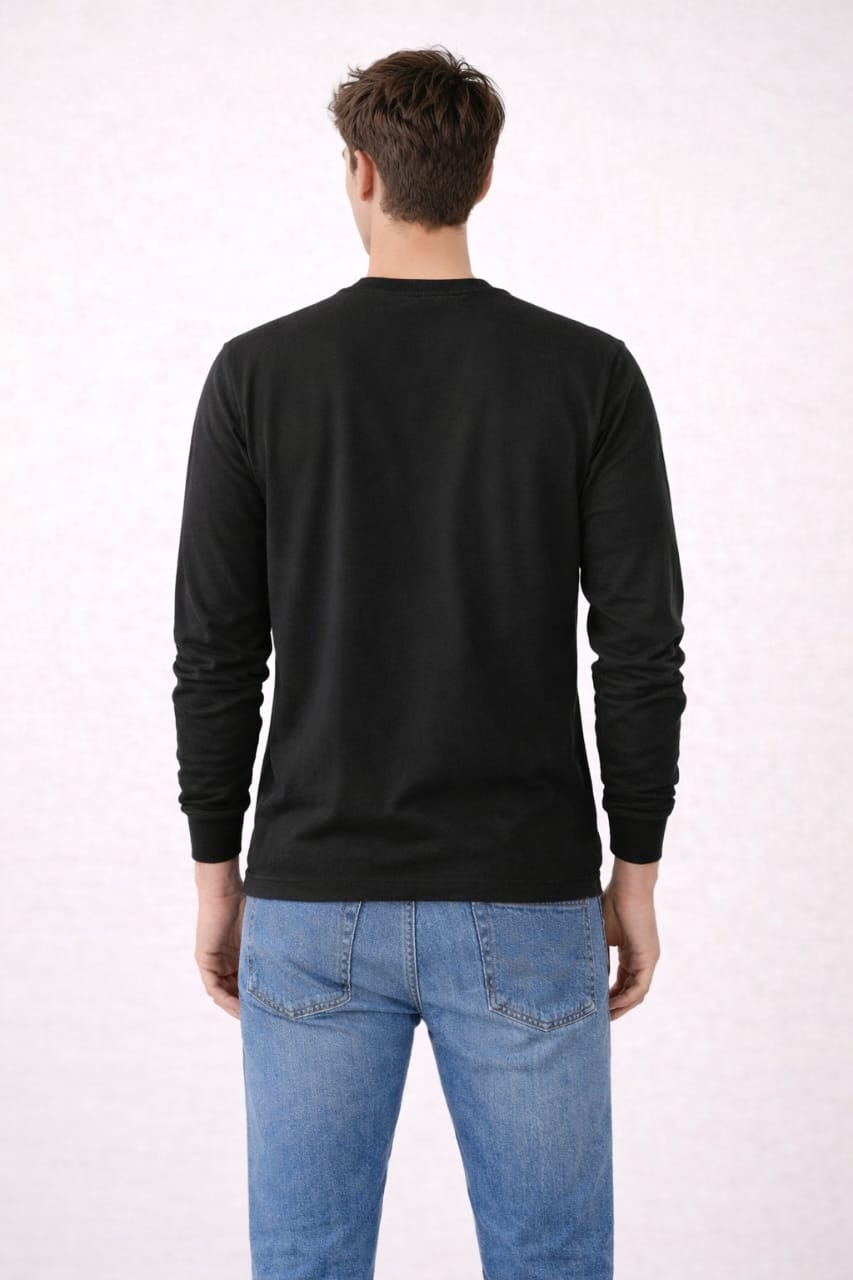 Krumika Men’s Solid Black Sweatshirt – Premium Cotton Blend, Regular Fit, Full Sleeves - Image 2